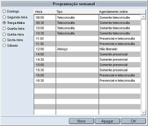 Programa&ccedil;&atilde;o da agenda