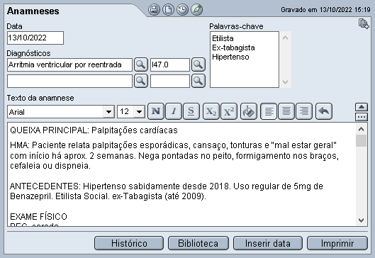 Ficha de Anamnese do HiDoctor