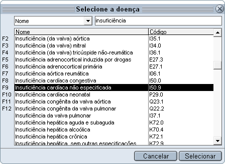 Lista de itens da Tabela CID-10