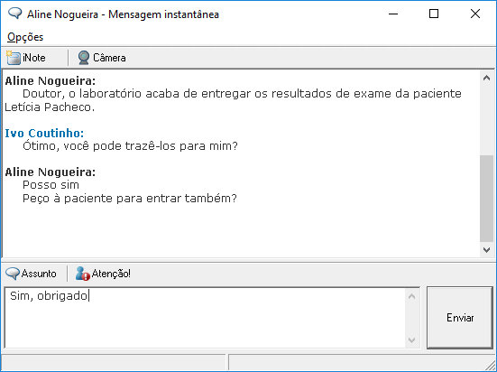 Chat com a secret&aacute;ria
