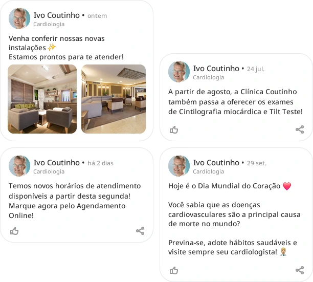 Feed de not&iacute;cias do aplicativo MedBook com as novidades do consult&oacute;rio e outras informa&ccedil;&otilde;es